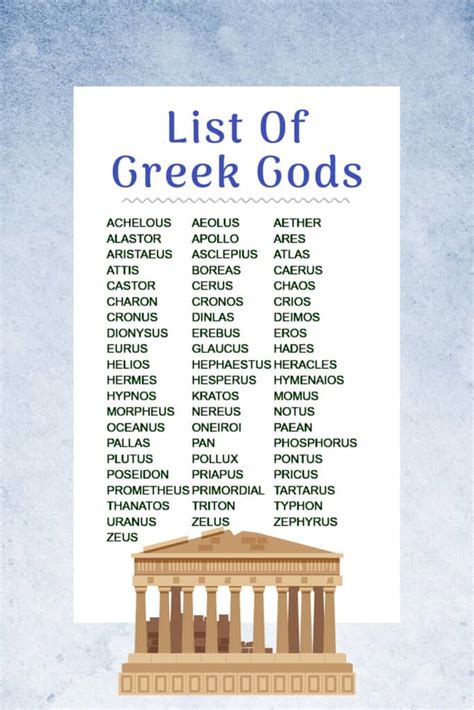 list of greek gods